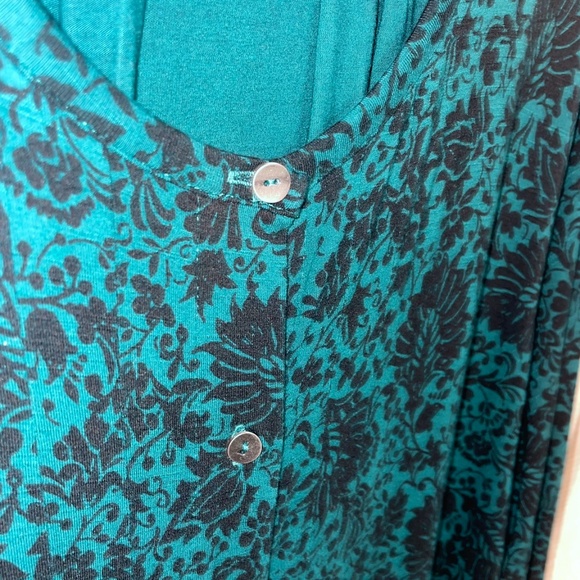 J.Jill Women's Floral Stretchy Knit Button Up 3/4 Sleeve Boho Dress Sz 3X - Picture 8 of 11